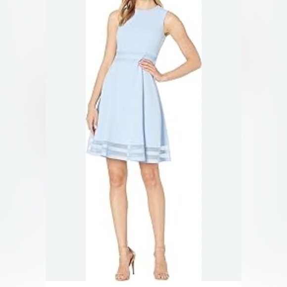 Gorgeous Calvin Klein powder blue fit and flare midi dress size 10 EUC - Picture 1 of 11